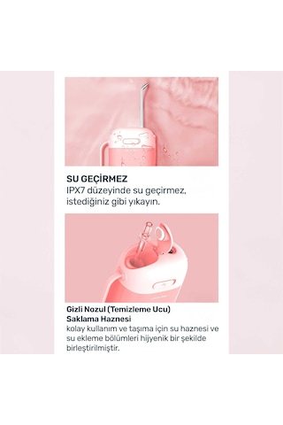 Npo Nicefeel Fc5170 Mini Taşınabilir,şarjlı, Diş Teli/protez Bakım Ve Profesyonel Ağız Duşu-pembe
