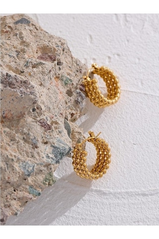 Novahub Altın Geometrik Paslanmaz Çelik Boncuk Küpe Kadınlar İçin Yepyeni Altın