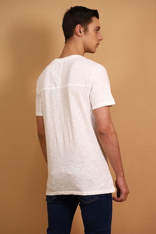 Mavi Bisiklet Yaka T-shirt Beyaz