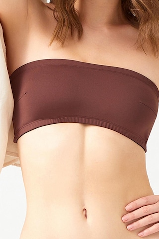 Straplez Crop Top Büstiyer Koyu Kahverengi Koyu Kahve