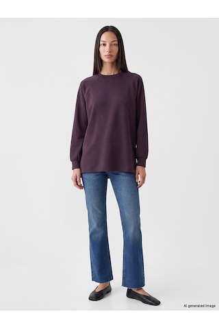 LC Waikiki Lc Waıkıkı Mürdüm Soft Touch Oversize Kadın Sweatshirt Tunik