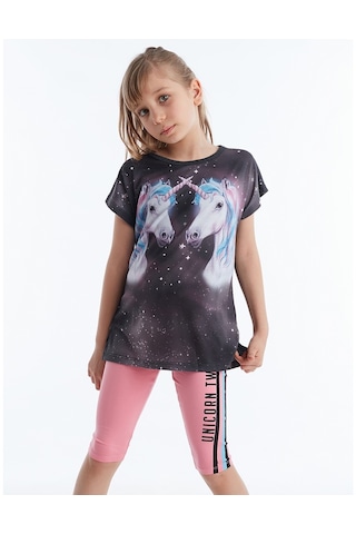 Denokids Mushi Twin Unicorn Kız Tunik Takım Çok Renkli