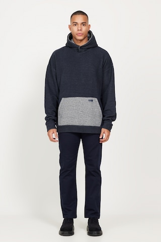 AC&Co / Altınyıldız Classics Erkek Indıgo Melanj Oversize Bol Kesim Kapüşonlu Desenli Pamuklu Sweatshirt İndigo