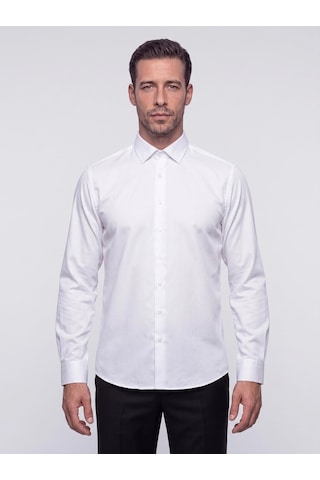 White Stone Beyaz Non-ıron Pamuklu Dynamic Fit Erkek Uzun Kollu Gömlek