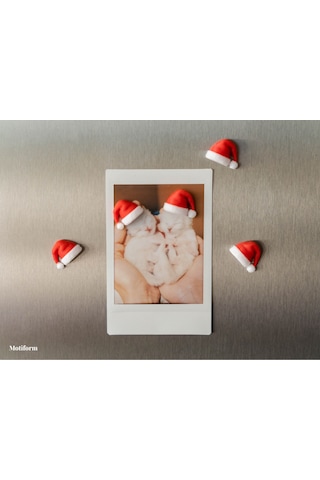 Yılbaşı Noel Baba Şapkası Fotoğraf Tutucu Minik Süs Buzdolabı Magneti