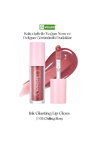 Dudaklara Dolgun Ve Işıltılı Görünüm Sunan Gloss Perıpera Ink Glasting Lip Gloss 3 Chilling Rosy 3