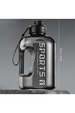 Ww 2.7l Büyük Kapasiteli Pipetli Spor Su Matarası-siyah Siyah