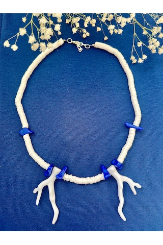 Fimo Marin Kolye Lacivert - Beyaz