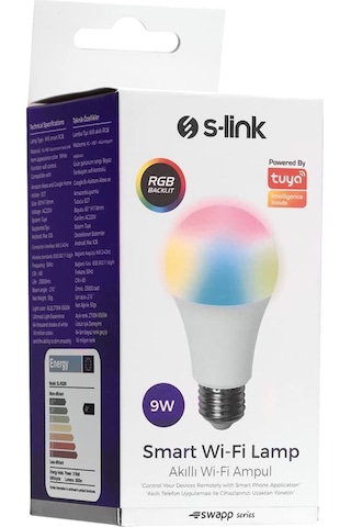 S-Link Swapp Sl-Rgb9 Smart Akıllı Rgb Ampul 9W Wi-Fi Tuya Destekli E27