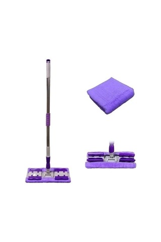 Sihirli Spin Mop Teleskopik Çok Amaçlı Mop +1 Bez Hediyeli - Mor 5468 Çok Renkli
