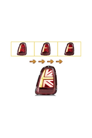 Autogp Mini Cooper R56 Stop Lambası Ledli British Flag 2008 / 2014 Kırmızı