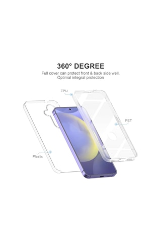 Teknomoda Samsung Galaxy Uyumlu S24 Kılıf 360 Şeffaf Ön Arka Korumalı Şeffaf Silikon