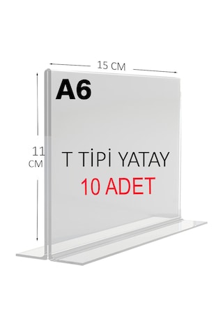 Heroglas 10adet A6 T Tipi Yatay Masa Üstü Şeffaf Pleksi / Föylük-fiyatlık-menü-broşürlük
