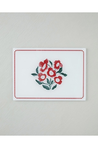 English Home Bright Parade Cam Kesme Tahtası 25x35 Cm Kırmızı - Beyaz Kırmızı - Beyaz