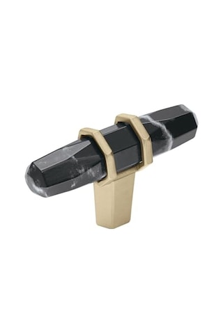 Topuzu Mermer Siyah Altın Şampanya 2-1 2 Inç 64 Mm Uzunluk Taşıyıcı 1 Paket Çekmece Topuzu Dolap Donanımı