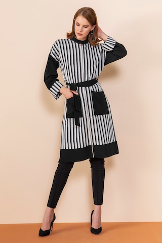 Serpil Exclusive Çizgili Modern Tunik Şık Ve Zarif Tasarım Siyah-ekru
