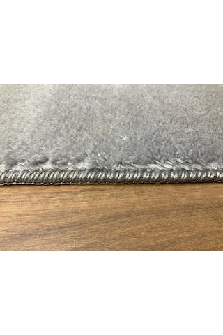 Puffy Gri Oval Örgü Saçaklı Peluş Yumuşacık Yıkanabilir Kaymaz Taban Halı Salon Oturma Odası Gri