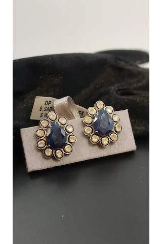 925 Gümüş Safir Polki Elmas Küpe 278 Altın Kaplama