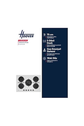 Hoover HVG74C3W 5 Gözlü Döküm Izgara Ankastre Ocak