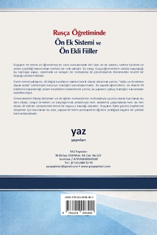 Rusça Öğretiminde Ön Ek Sistemi Ve Ön Ekli Fiiller Tablo Ve Örneklerle Açıklamalı Ders Kitabı