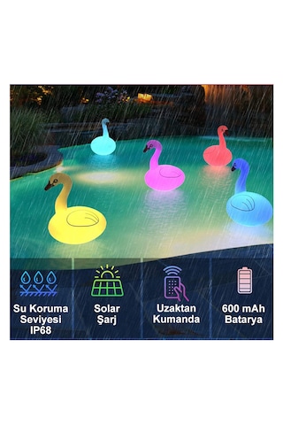 Greentech Güneş Enerjili Renk Değiştiren Led’li Şişme Kuğu / GT-SL24