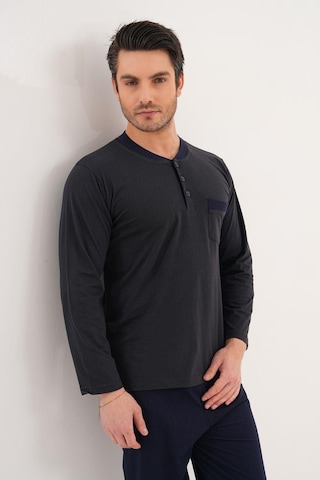Markalinda 3126 Füme %100 Pamuk Büyük Beden Erkek Pijama Takımı Füme