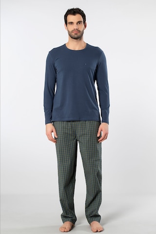 Cacharel Erkek Poplin O Yaka Uzun Kollu Pijama Takım 2239/yeşil 3 Lacivert