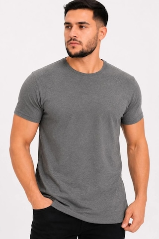 Tarz Yeri Erkek Basic Tişört Bisiklet Yaka Kısa Kol Günlük Yazlık Slim Fit T-shirt - Antrasit