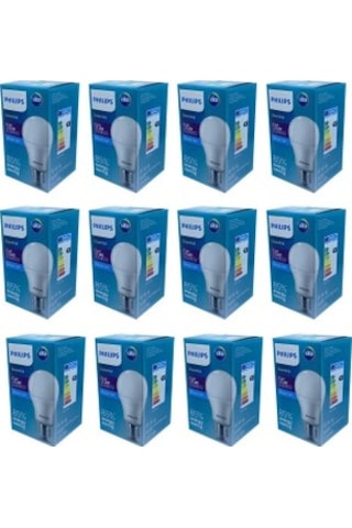 Philips - 8W 60W 12 Adet Led Ampul Beyaz Işık
