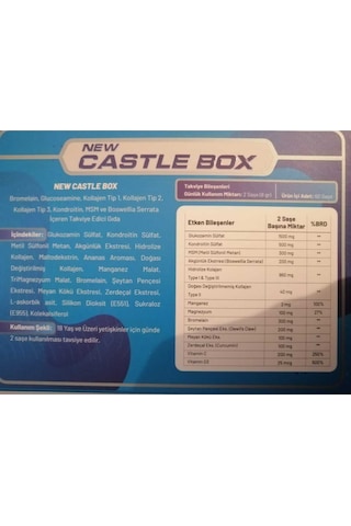 Castle Box Saşe, Glukozamin, Kollajen, Akgünlük Eki Ve Bromelain İçeren Takviye Edici Gıda 60 Saşe