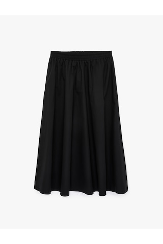 Koton Pamuklu Beli Lastikli Çan Kesim Poplin Midi Etek Siyah 6sak70011pw Siyah