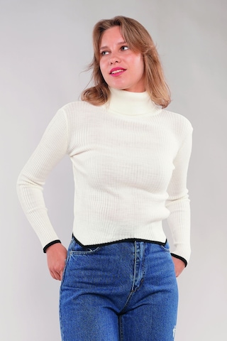 Gabria Balıkçı Yaka Kazak Ekru