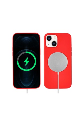 Apple Uyumlu iPhone 13 Kılıf Zore Silksafe Wireless Kapak-Pembe Açık