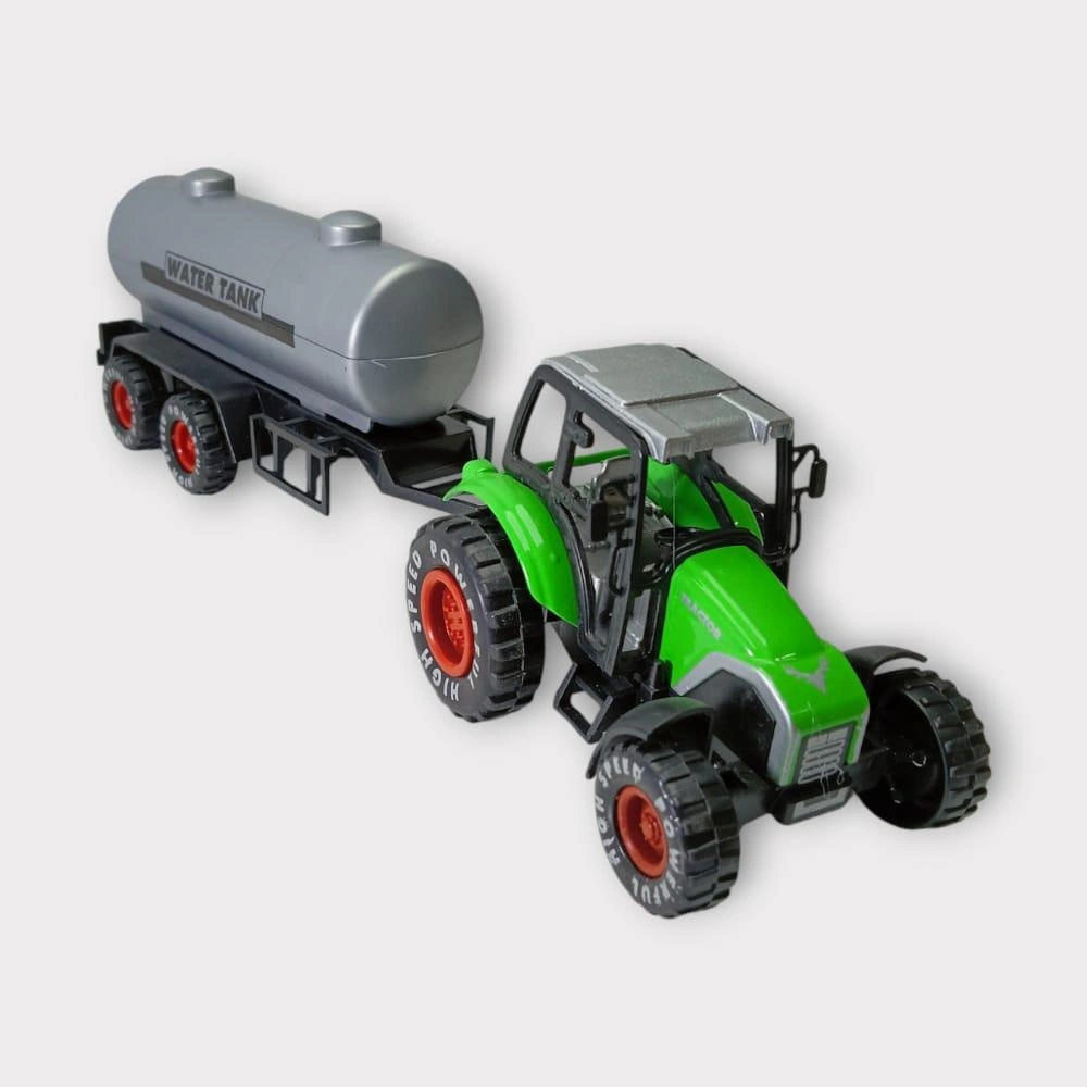 Çek Bırak Römorklu Traktör 25cm - Yeşil Su Tankı Yeşil