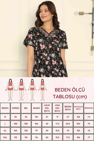 Alimer Kadın Siyah Dantelli V Yaka Bermuda Pijama Takım Edy2708s Siyah