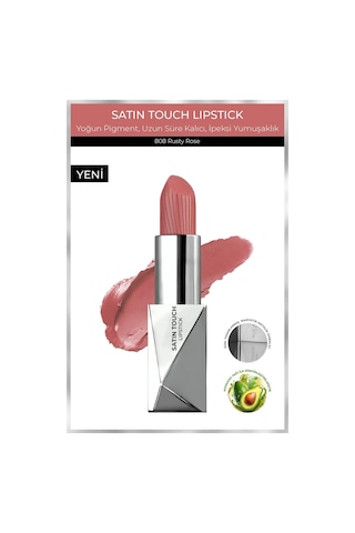 Alix Avien Uzun Süre Kalıcı Nemlendirici Pürüzsüz Etkili Yarı Mat Ruj Satin Touch Lipstick 808 Rusty Rose