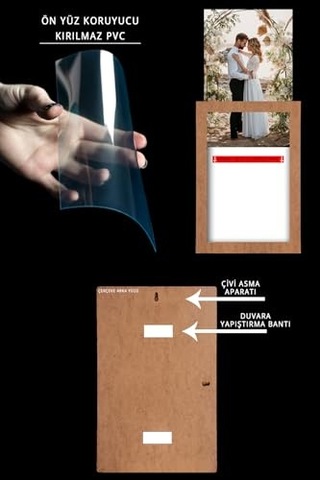 Yhfoto 3 Adet 21x30 Çerçeve Ahşap-beyaz Şeritli Çerçeve A4 Çerçeve Pvc'li Diploma Kahverengi 20 X 30