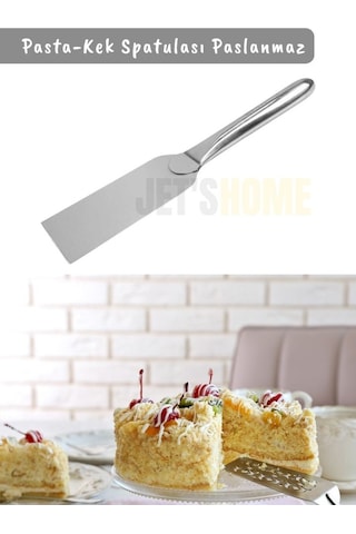 Pasta Spatulası Paslanmaz Kek Spatulası Krema Spatula No:4 Çelik 31 Cm Metalik Gri