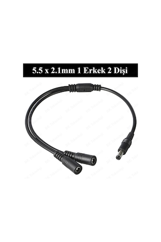 DC Güç 5.5x2.1mm 1 Erkek - 2 Dişi Çoklayıcı Kablo CCTV