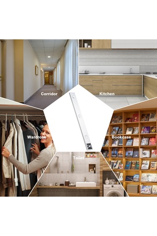 Fosenze 40cm Ultra İnce Kedi Gözü Lambası - Akıllı Vücut Algılama, 3 Renk Tonu, 3 Parlaklık Seviyesi, Sürekli Açık/algılama Modları, 900mah Pil, Mıknatıslı Kurulum, Gümüş Gümüş