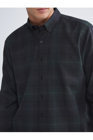 Lcwaıkıkı Classic Yeşil Regular Fit Uzun Kollu Ekose Gabardin Erkek Gömlek