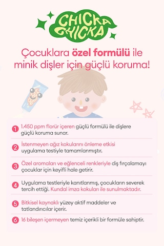 Renkli, Çürüklere Karşı Etkili Çocuk Diş Macunu Kundal Chicka Smile Kids Toothpaste Shine Muscat