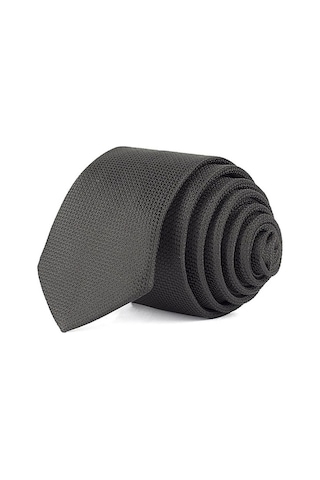 Tudors İnce Kendinden Desenli Erkek Kravat - Siyah