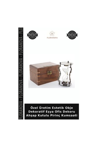 Özel Üretim Estetik Obje Dekoratif Eşya Ofis Dekoru Ahşap Kutulu Pirinç Kumsaati Çok Renkli