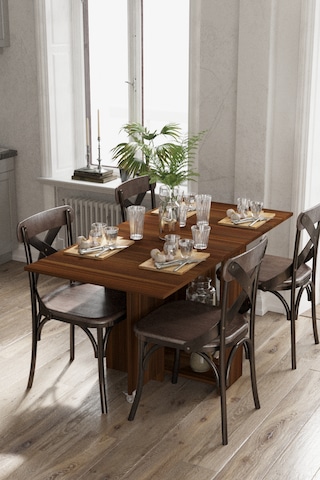 Dekorfim DF01102BR Pratik Katlanır Masa Mutfak ve Yemek Masası