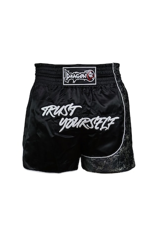 Dragondo Mt3408 Trust Yourself Siyah Muay Thai Kick Boks Şortu Siyah