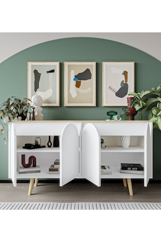 Venezia Ahşap Ayaklı Bohem Konsol Safir Meşe-beyaz 150 Cm