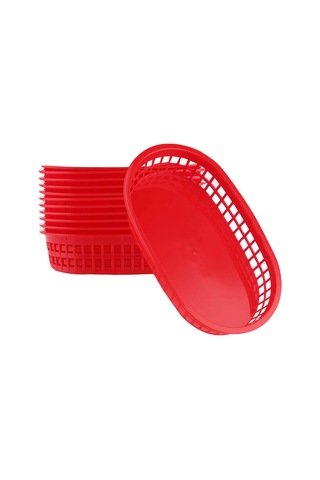 Suntek Restoran Oval Fast Food Sepeti Kırmızı 12 Adet