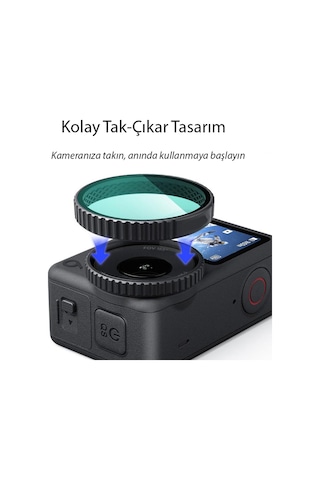 Teknoroket DJI Osmo Action 6 Uyumlu 4'lü Lens Filtre Seti (CPL + ND8 + ND16 + ND32)
