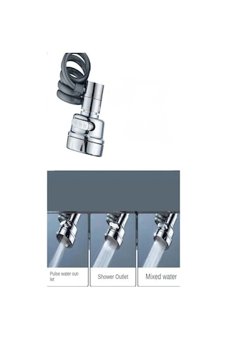 3 Fonksiyonlu Hortumlu Musluk Ucu Gri